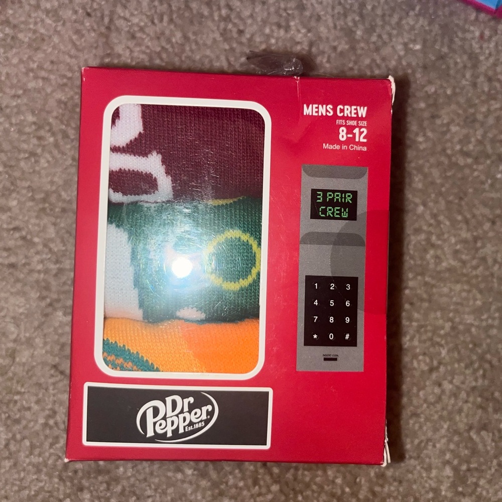 Dr Pepper Men's Crew Socks 3-Pack